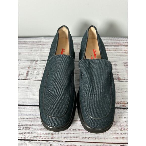 Salvatore Ferragamo Sport Women's Blue Denim Flats Loafer Canvas Size 7.5 - Picture 2 of 10